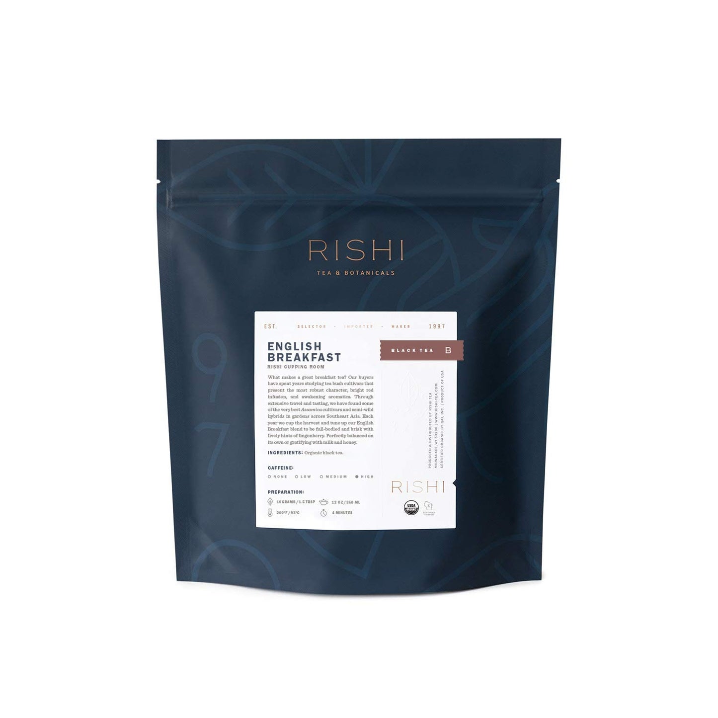 Rishi Tea English Breakfast Tea - Organic Loose Leaf Pure Black Tea, Energizing & Caffeinated, Ideal for Hot or Iced Tea - 16 Ou