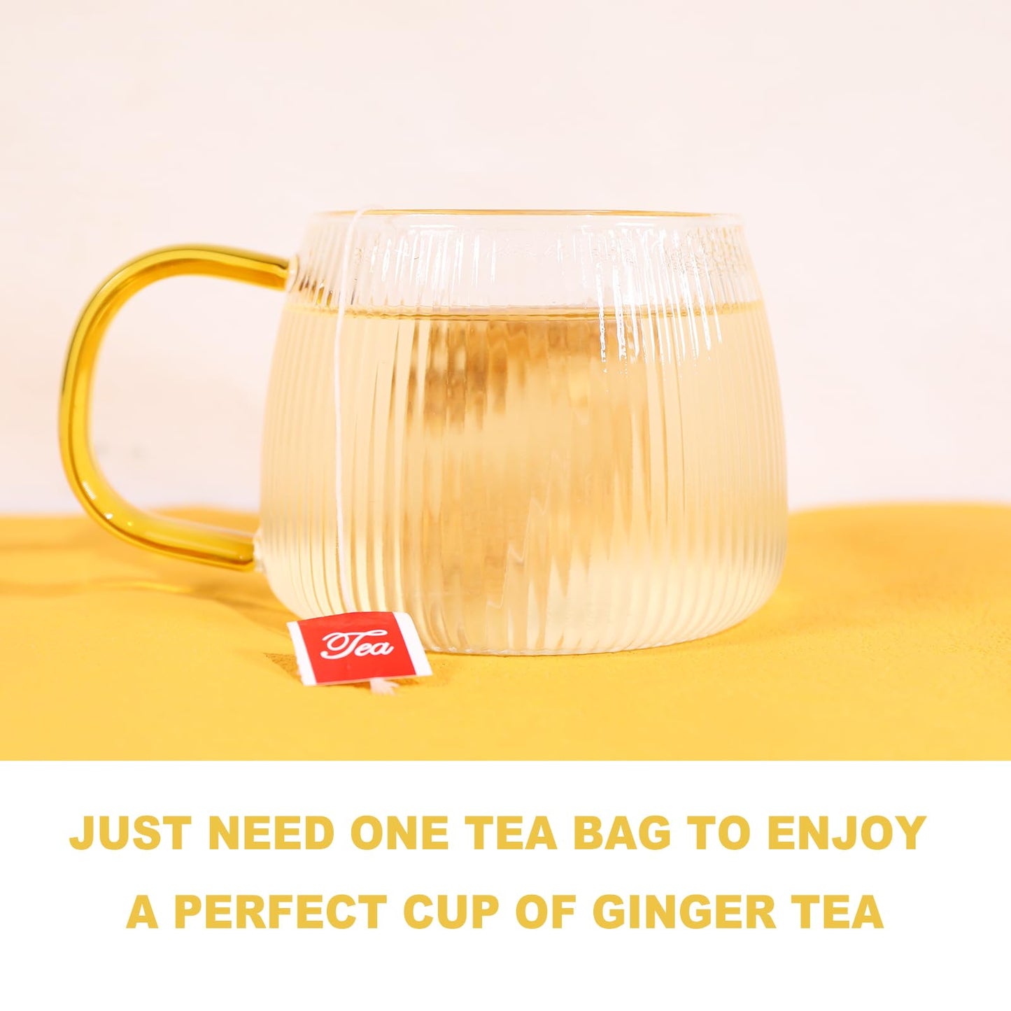 TEARELAE Ginger Tea Bags - 100% Pure Ginger Root, Caffeine-free, Non-GMO - 64 Count