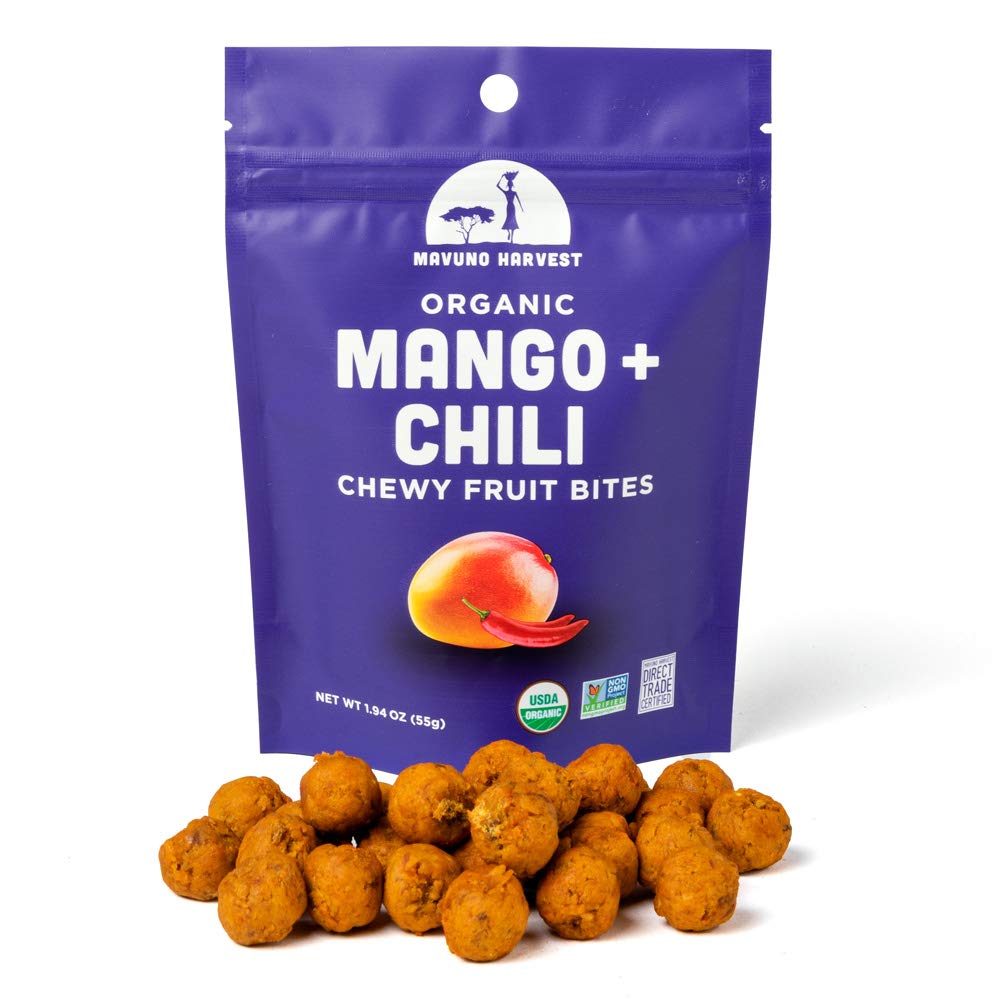 Mavuno Harvest Organic Fruit Snacks - Chewy Fruit Bites - Mango & Chili - 1.94 oz (Pack of 3) - Non-GMO, No Preservatives