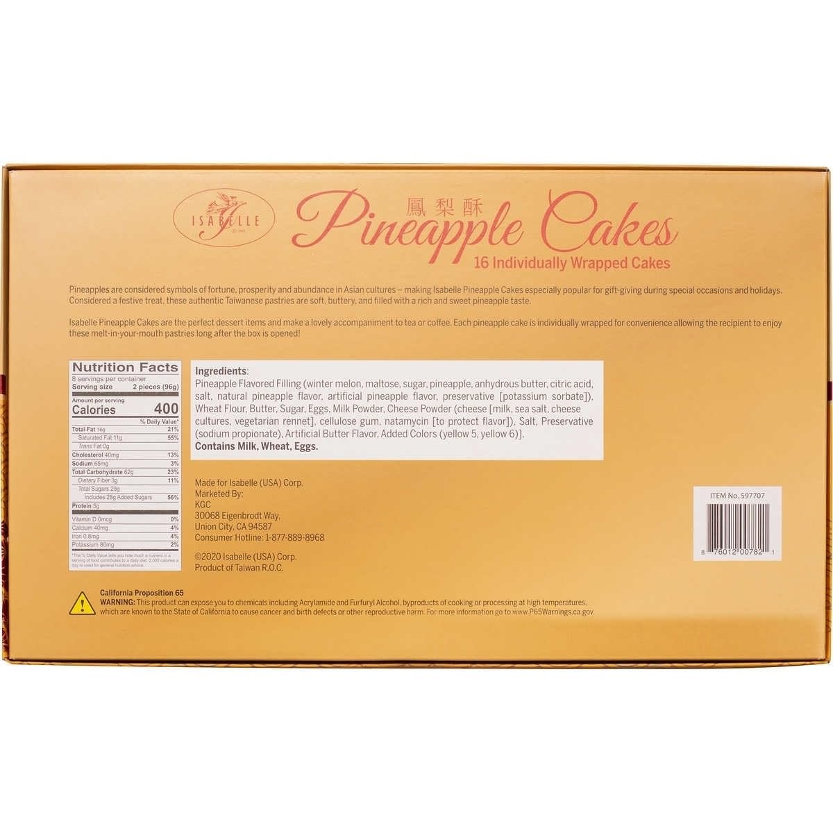 Isabelle Pineapple Mini Cakes, 1.7 oz (16 Count), Perfect for Snacks and Desserts