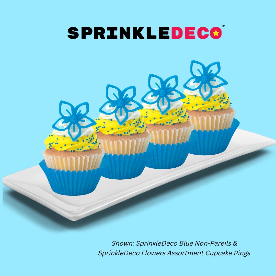 Sprinkle Deco Nonpareils Confetti Sprinkles, Mini Round Balls, 6oz, Red, White, Blue, Orange, Yellow, Black, Green