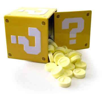Boston America Nintendo Question Mark Box Coin Candies, Sour Strawberry, 1.2 oz, Tin