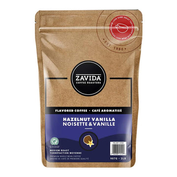 Zavida Premium Hazelnut Vanilla Whole Bean Coffee, 2 Lb