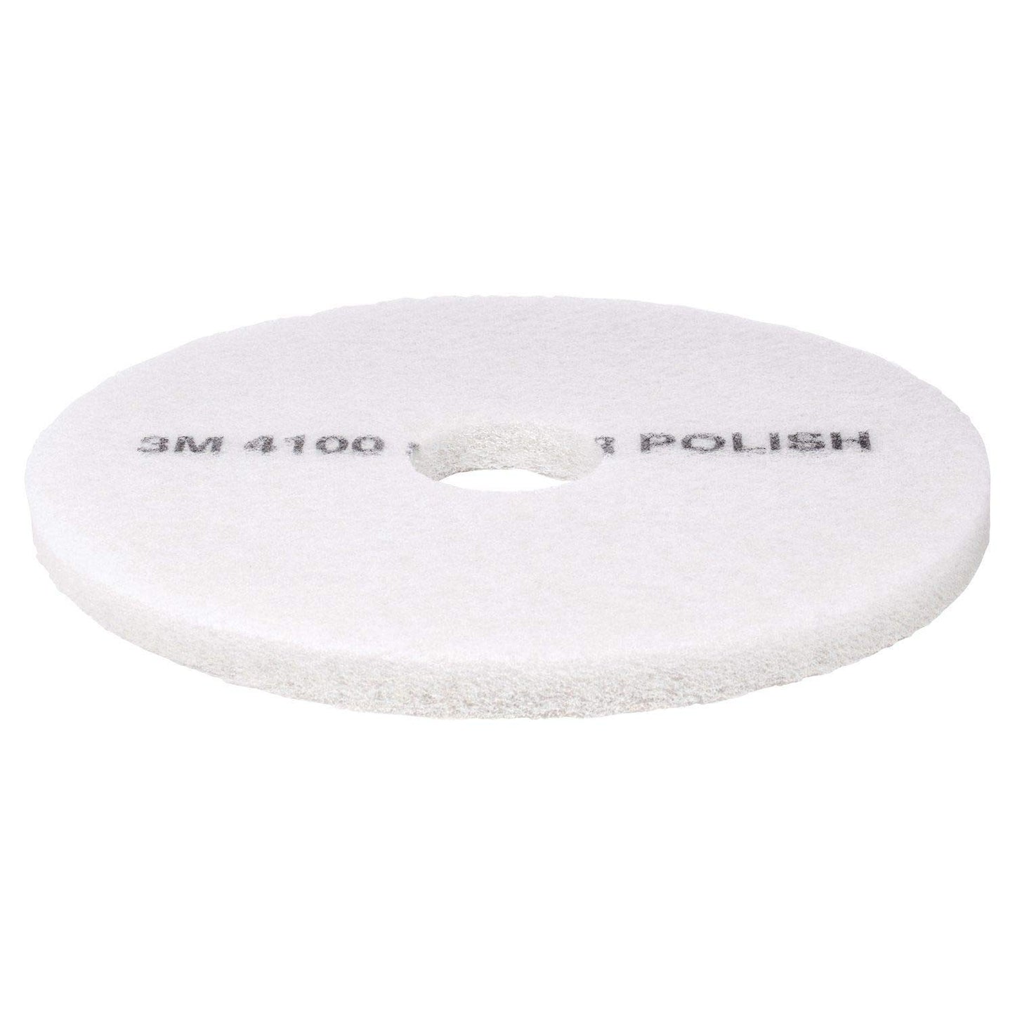 3M White Super Polish Floor Pad 4100, 16', 5/Case, Polish Wood Floors, Spray Cleaning Or Dry Buffing Soft Finishes