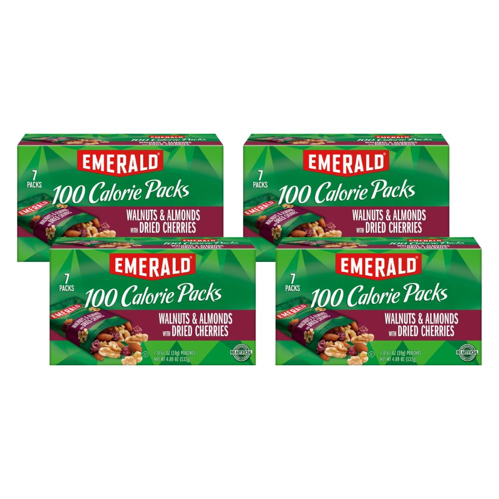 Emerald Nuts Walnuts & Almonds with Dried Cherries, 100 Calorie Pack, 4.69 OZ (Pack of 4)