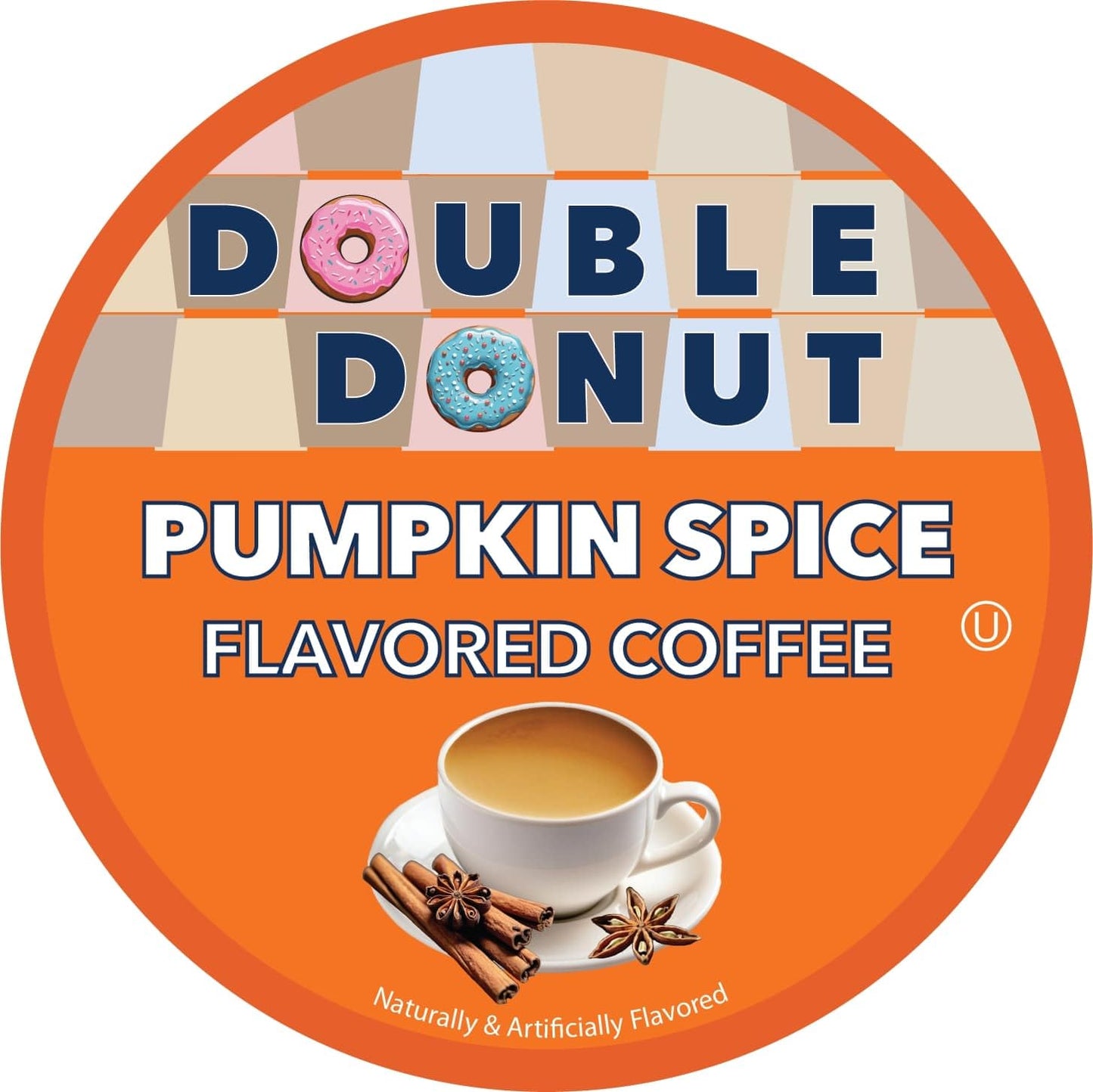 Double Donut Coffee Pumpkin Spice Medium Roast Coffee Pods, 20 Count, Compatible with Keurig K Cups