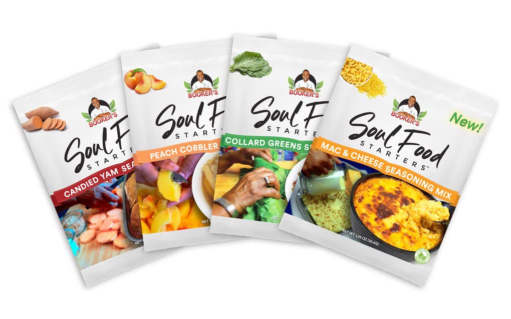 Bookers Soul Food Starters Sampler - Peach cobbler Yams collard greens Mac & cheese Mixes