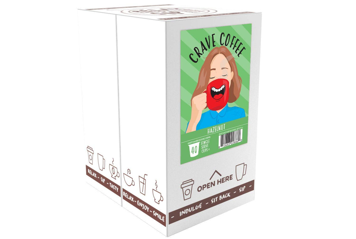 Crave Beverages Flavored Pods for 2 K-Cup malt-inspired, Hazelnut, 40 Count