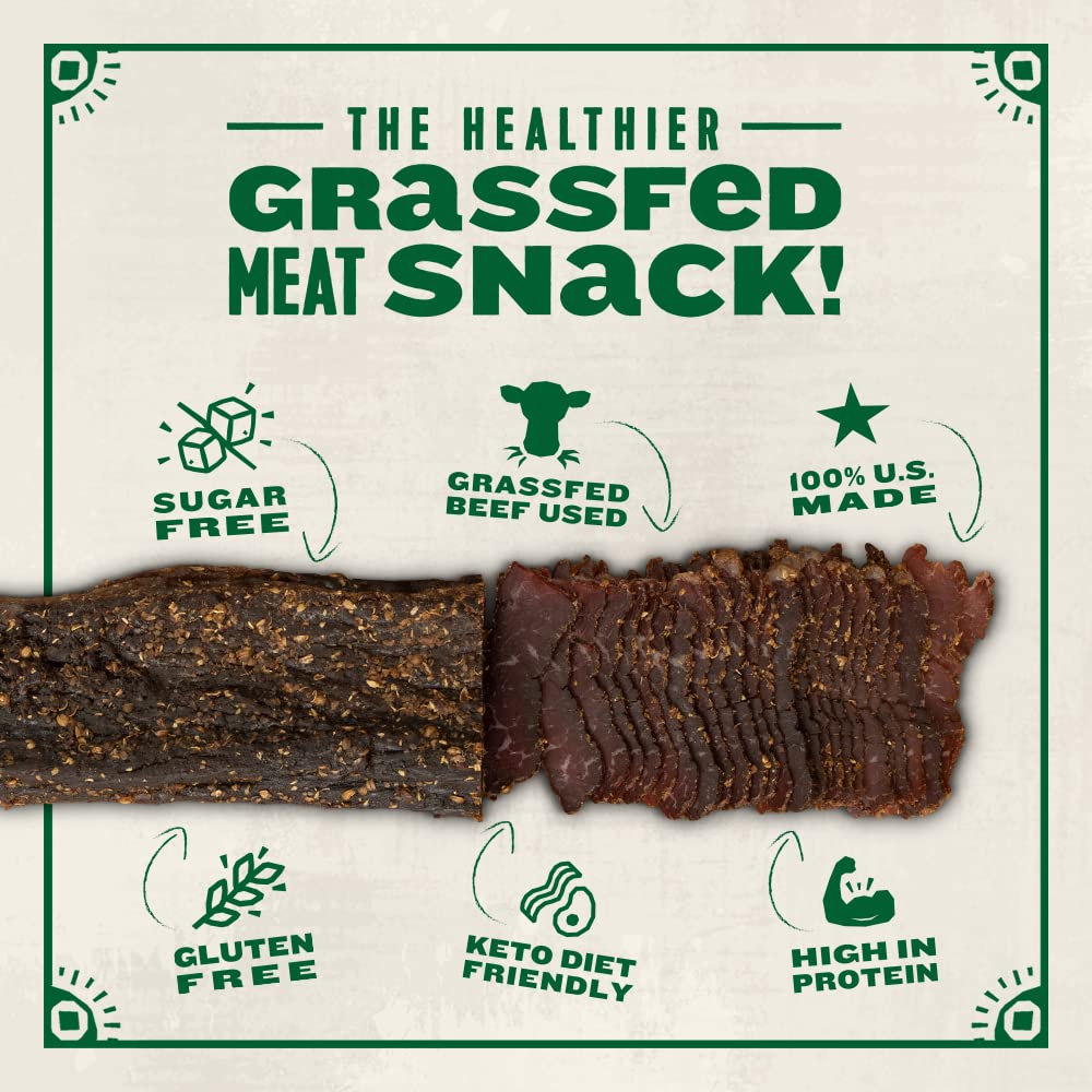 Made By True Garlic & Herb Biltong Slab - Grass-Fed Beef Whole Jerky Slab (8 Oz, Pack Of 1) - High-Protein Keto Snack, Natural,  -Free & Gluten-Free - Uncut Beef Jerky With Bold Garlic Flavor