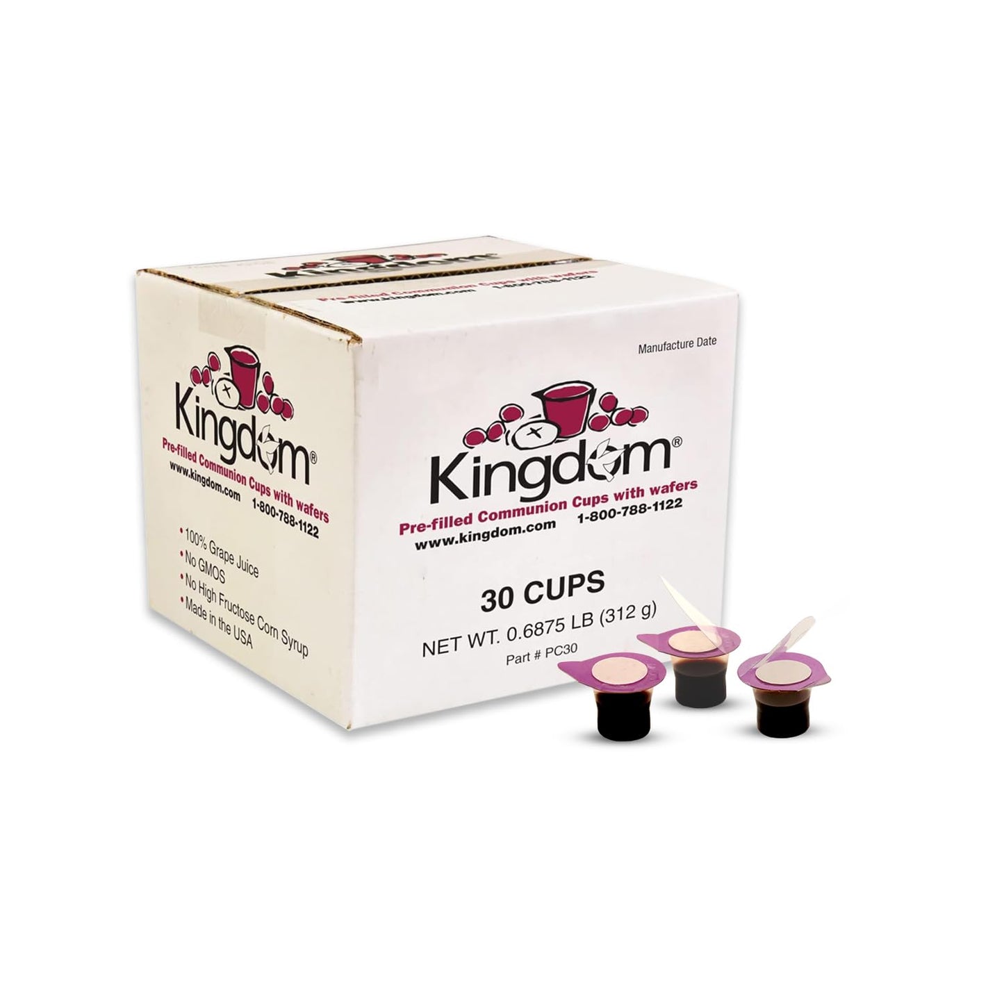 Kingdom Prefilled Communion Cups With Wafers - 30 Count