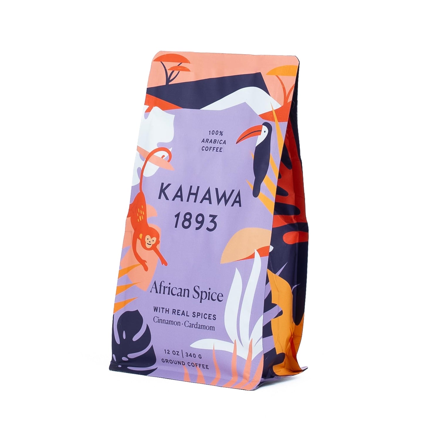 KAHAWA 1893 Ground Coffee Medium Roast with Cinnamon, Cardamom & Clove, 12 Oz, Organically Grown, Ethically Sourced