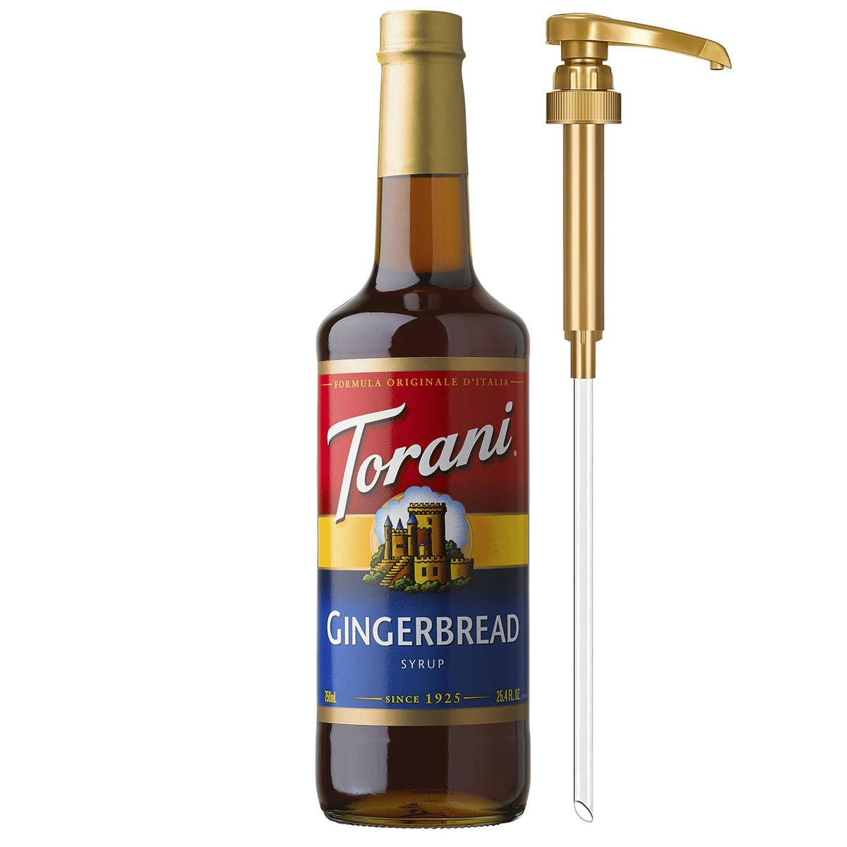 Torani Coffee Syrup  Gingerbread Flavoring for Drinks  Pump Included  25.4 Fl Oz