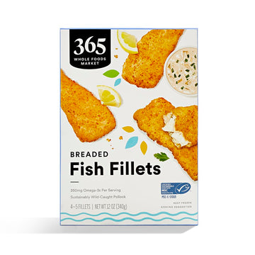 365 Everyday Value Wild Caught Breaded Fish Fillets (Frozen), 12 oz