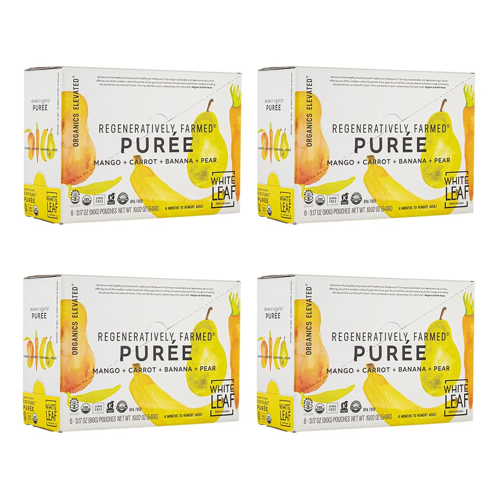 White Leaf Provisions Organic Baby Food Pouches - USDA, GMO & BPA Free Squeezable Toddler Snacks - 24 x 90 grams (24 Pouches, Ma