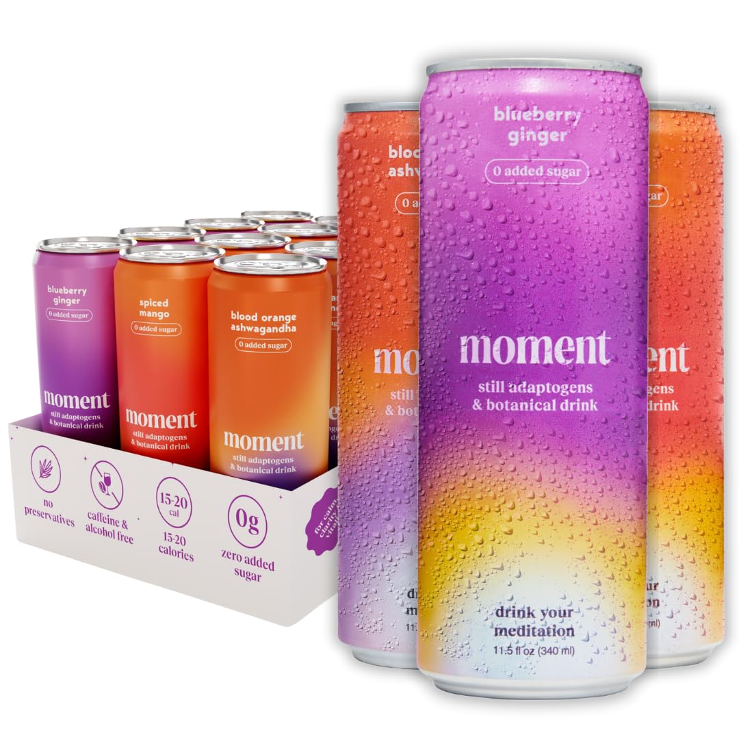 Drink Your Meditation Moment Botanical Drink Variety Pack - Adaptogens, Nootropics, 11.5 Fl Oz (Pack of 12)