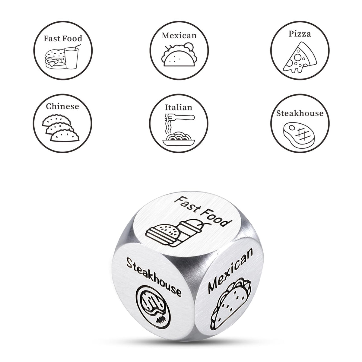 STVK Movie Night Supplies - 11th Anniversary Dinner Dice for Couples - Silver
