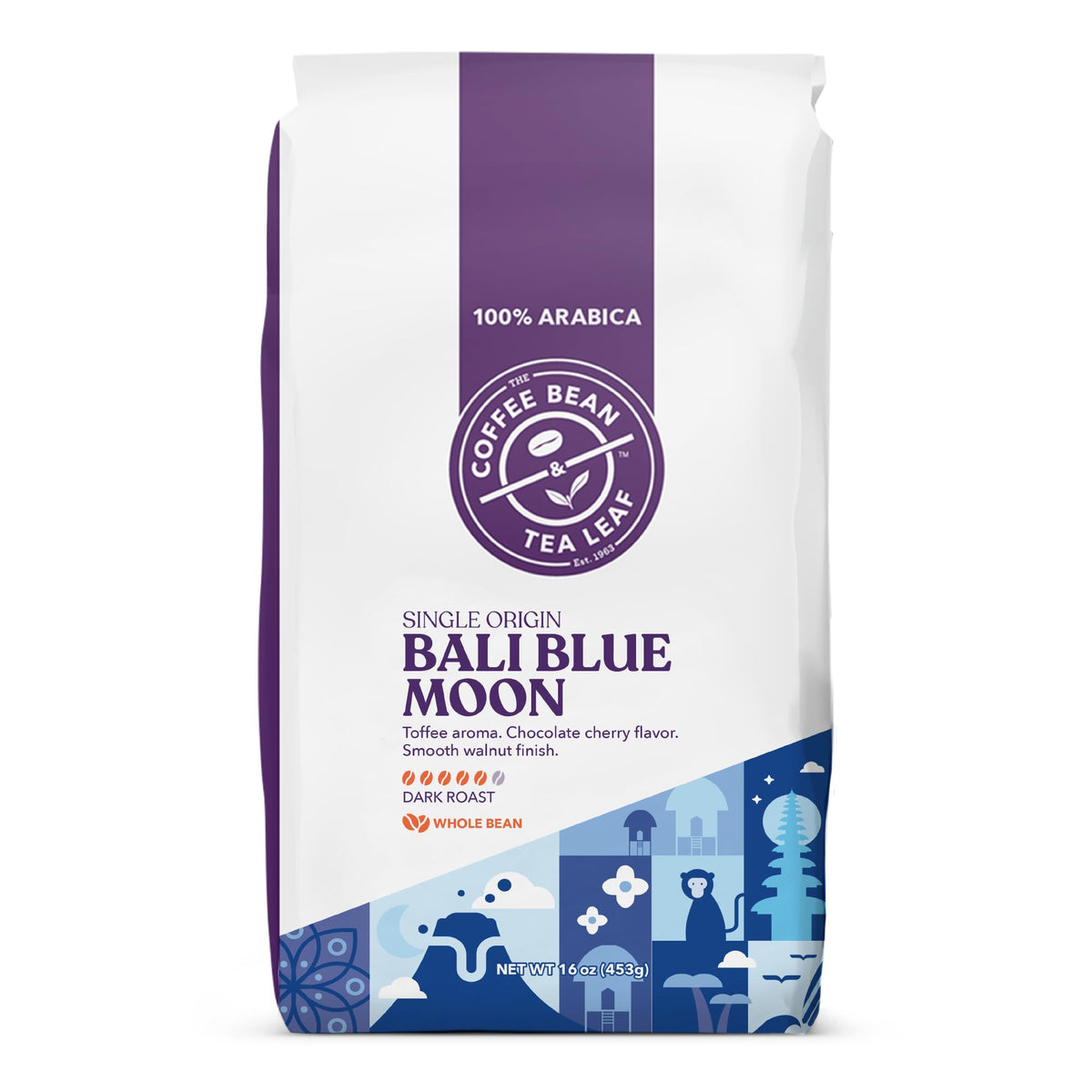 The Coffee Bean & Tea Leaf, Bali Blue Moon, Whole Bean Coffee Beans, 1Lb Bag (16Oz)