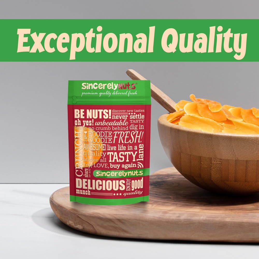 Sincerely Nuts Dried Mango Slices Lightly Sweetened & Unsulfured 1Lb Bag- Antioxidant Rich - Scrumptious Taste - Guaranteed Fres