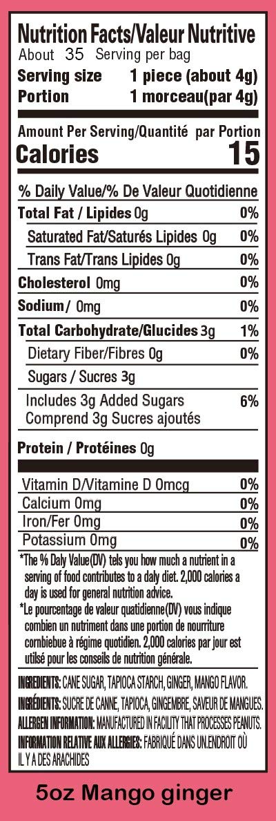 Gem Gem Ginger Candy Chewy Ginger Chews (Mango, 5.0Oz, Pack Of 1)