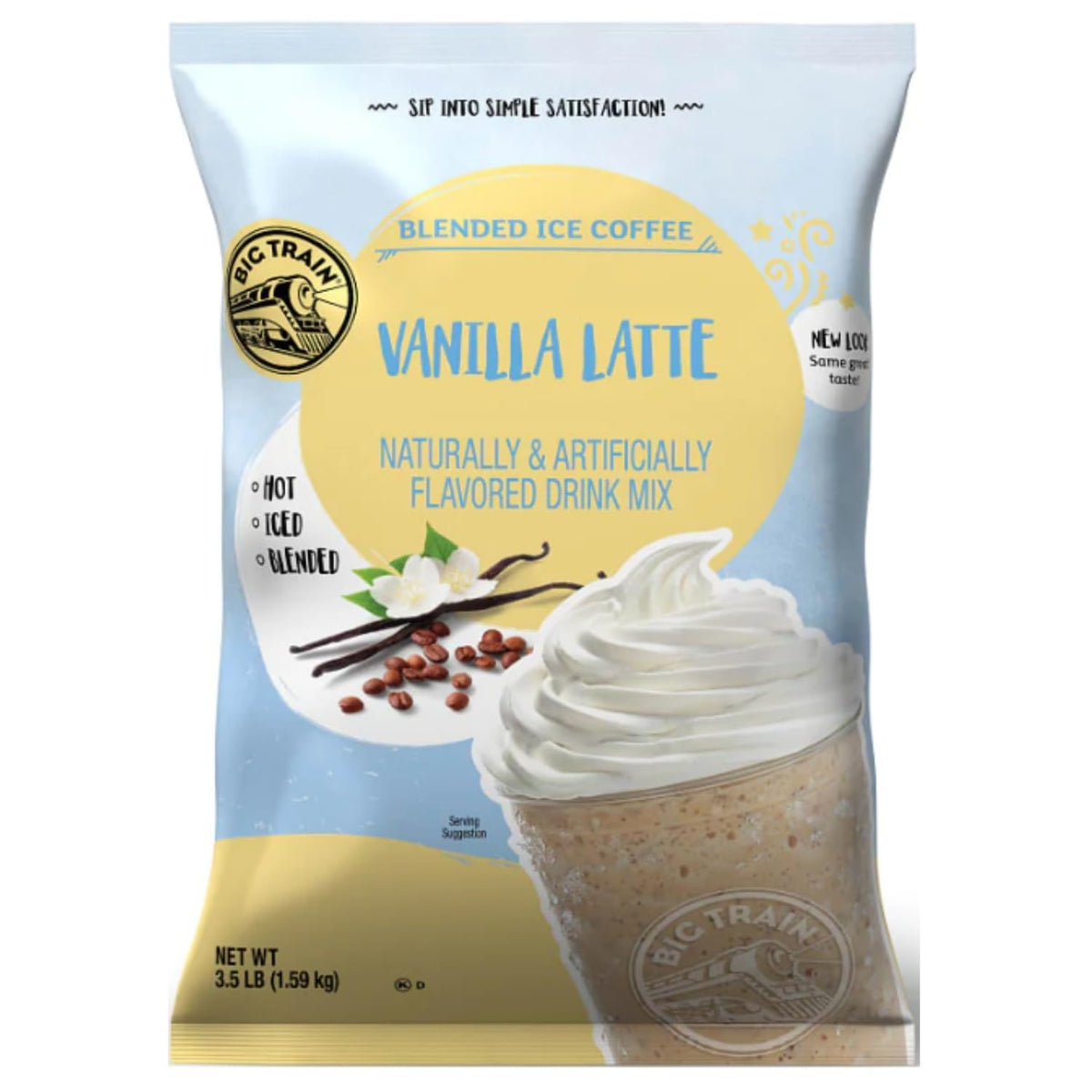Big Train Vanilla Latte Blended Ice Coffee Beverage Mix, 3.5 Pound (Pack Of 5)