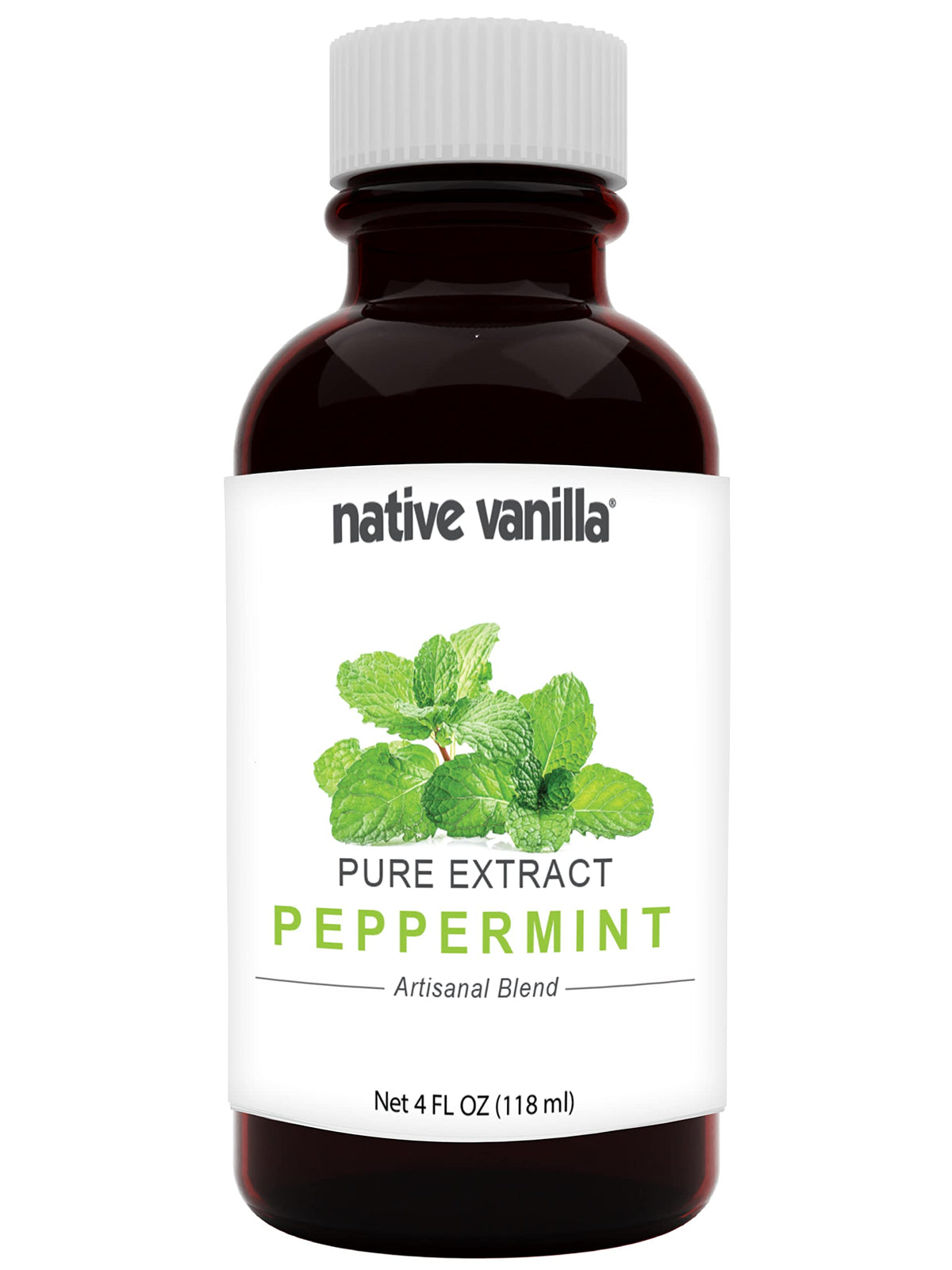 Native Vanilla Pure Peppermint Extract - 4 Fl Oz - Ideal for Cooking, Baking, and Desserts