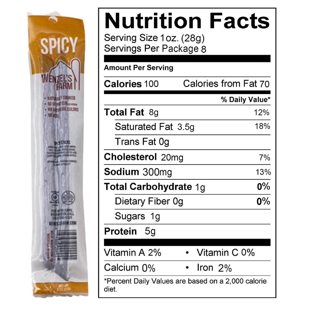 Wenzels Farm Meat Sticks - Spicy Variety Pack, High Protein, Gluten Free, 16 Ounce (Pack of 1)