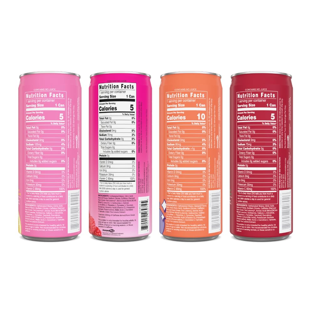 AminoLean Energy Drink - Sugar Free Amino Energy with Natural Caffeine & Vegan Amino Acids for No Jitters  Tingles  or Crash  Summer Variety  12 Pack