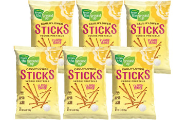 REAL FOOD FROM THE GROUND UP Vegan Cauliflower Pretzels, Gluten Free, Non-GMO, 4.5 oz (Pack of 6), Sticks