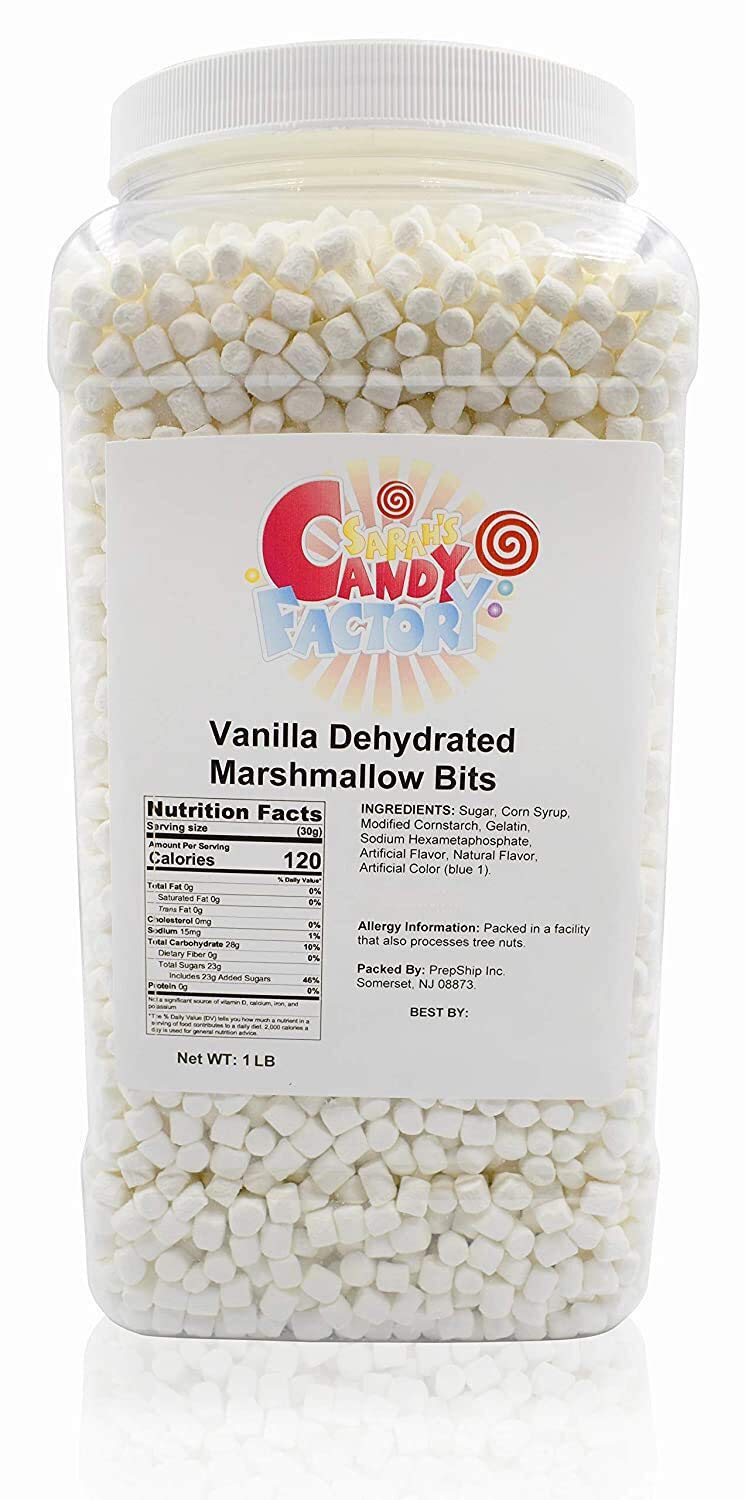 Sarah s Candy Factory Vanilla Mini Dehydrated Marshmallows in Jar, 1 Lb
