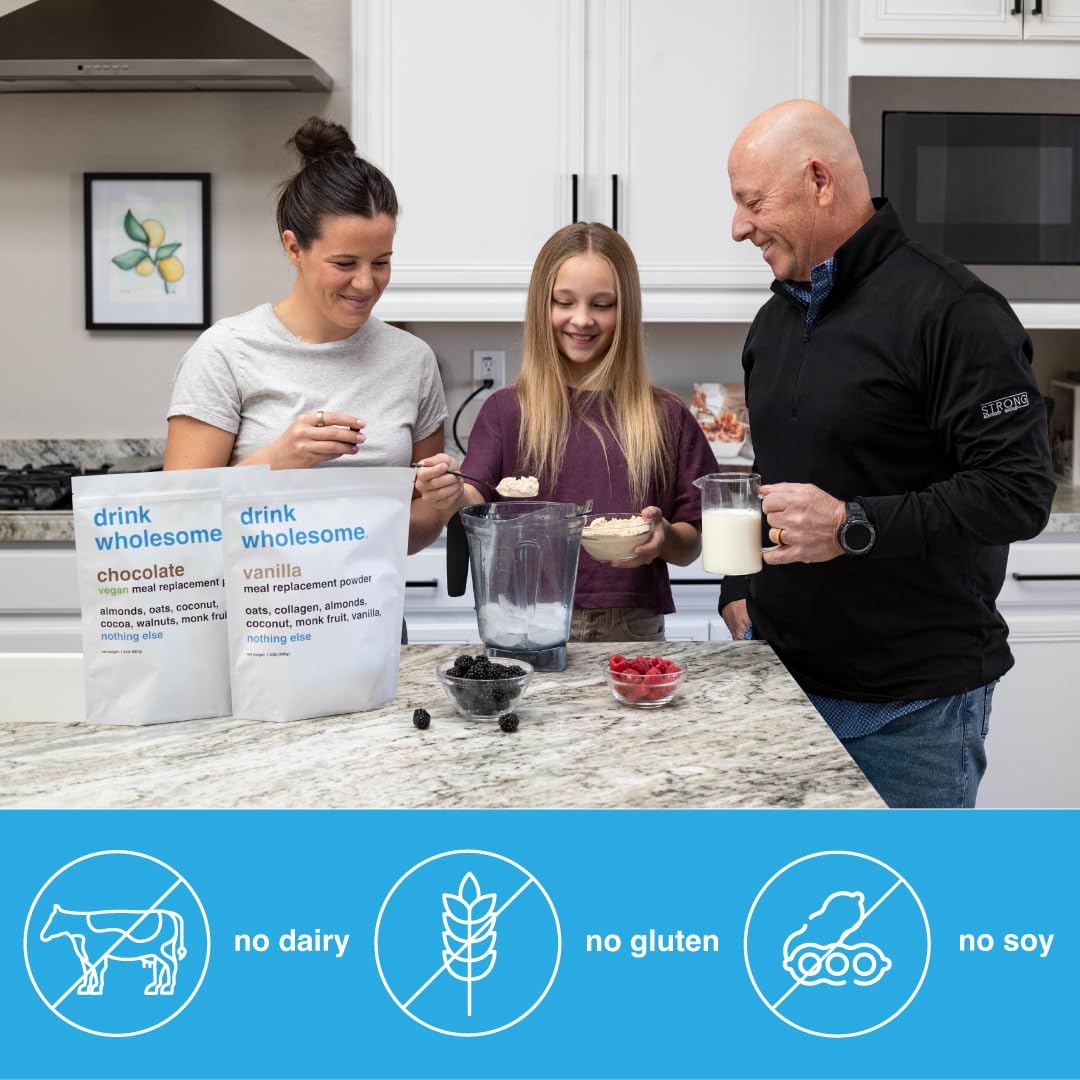 Drink Wholesome Vanilla Meal Replacement Powder - Dairy Free, Gut Friendly, 14 Servings