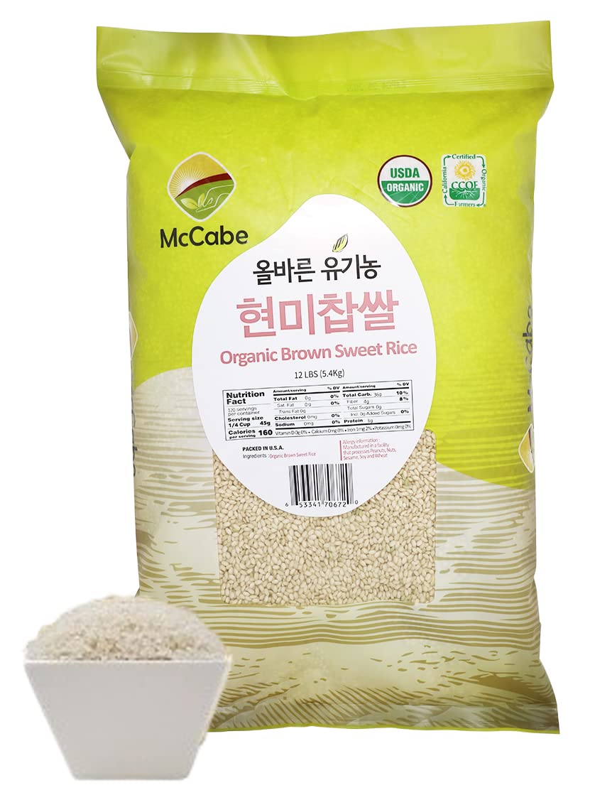 Mccabe Organic Brown Sweet Rice - Rich In Fibers And Minerals | Usda And Ccof Certified | Product Of Usa | 12 Lbs Pack Of 2