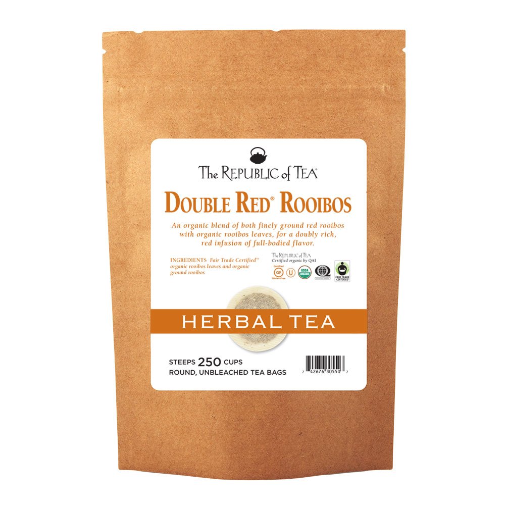 The Republic Of Tea - Organic Double Red Rooibos  Naturally Energy Blend-Free Rooibos Powder And Leaves  Steeps 250 Cups