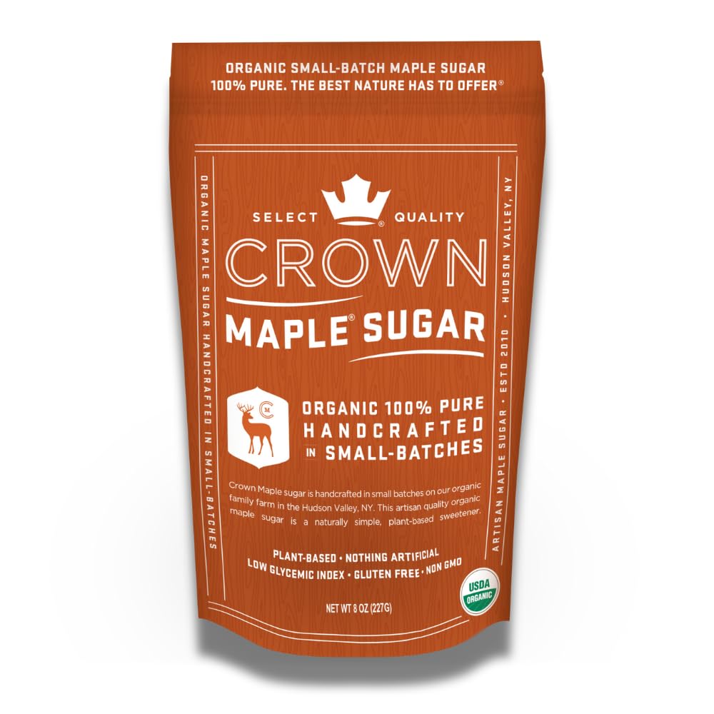 Crown Maple Organic Maple Sugar  8 Oz  No Additives  All Natural  Light Colored Sugar  Small Batch Aritsan Sweetener
