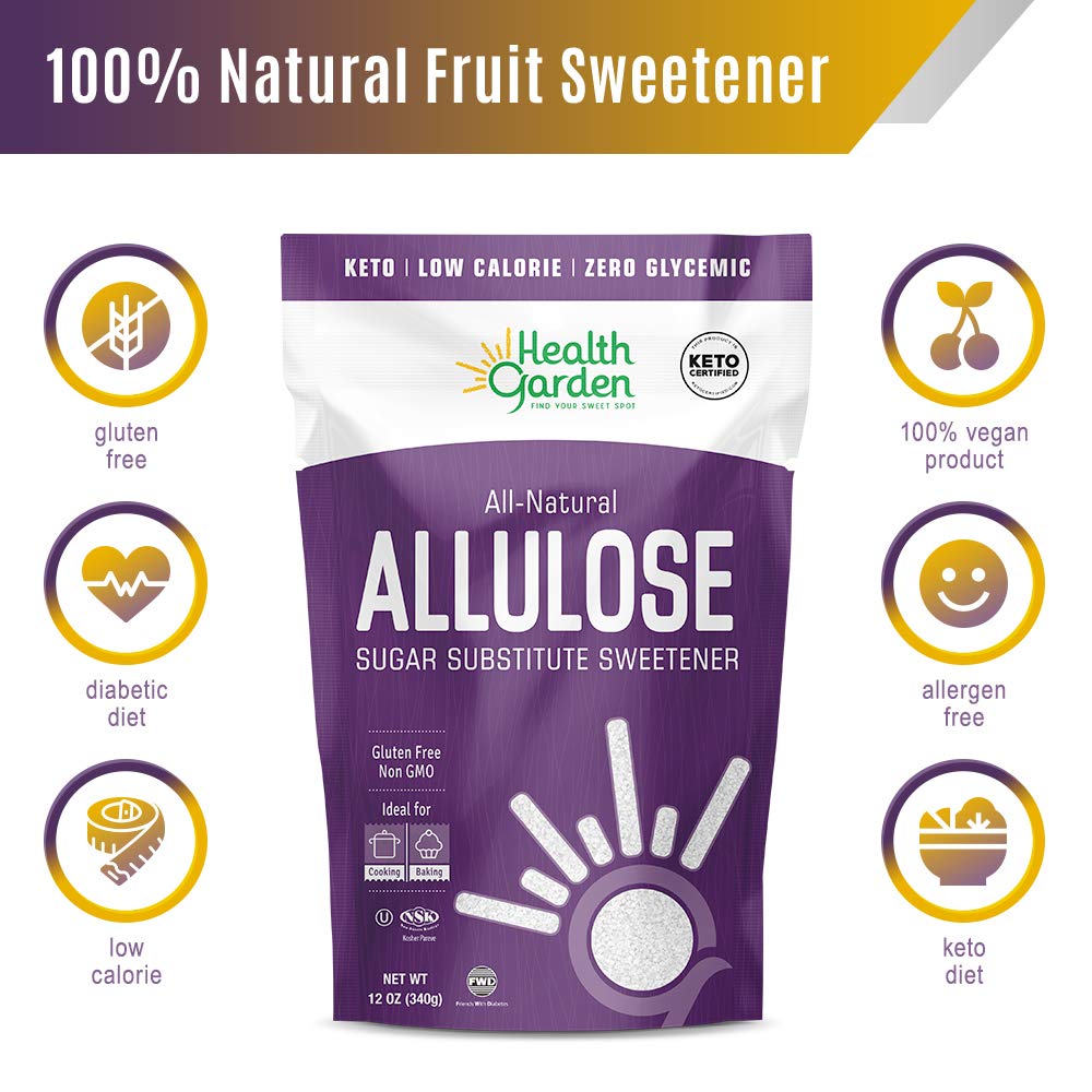 Health Garden Allulose Sweetener - Gluten And Sugar Free - Zero Net Carb - Non Gmo - Kosher - Keto Friendly (14 Oz)