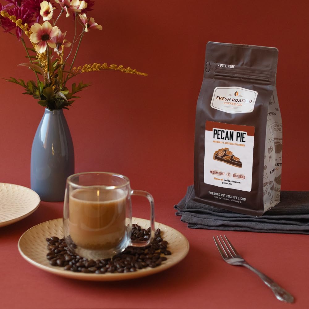 Fresh Roasted Coffee, Pecan Pie Flavored Coffee, 12 Oz, Medium Roast, Kosher, Ground