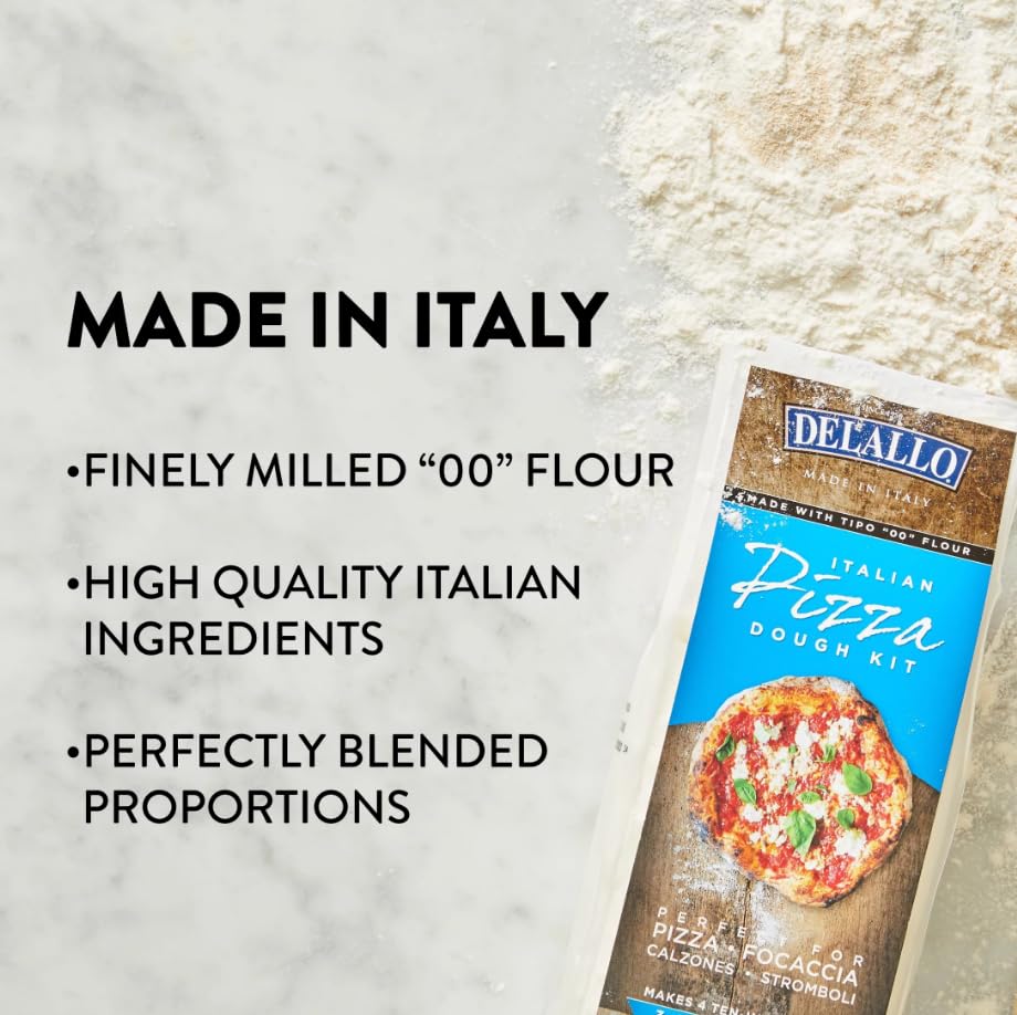DeLallo Italian Pizza Kit, Dough Mix for Garlic Knots, Calzones, Breadsticks, 17.6 oz Bag, 10 Pack