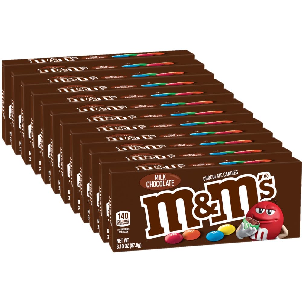 M&M S Milk Chocolate Candy Movie Theater Box, 3.10 Ounce (Pack of 12)
