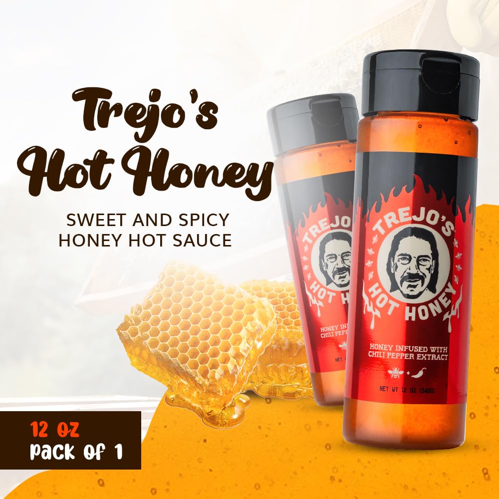 Trejo'S Tacos Hot Honey | Sweet And Spicy Honey Hot Sauce | Infused With Chili Pepper Extract | Great For Topping Or Dipping Sau