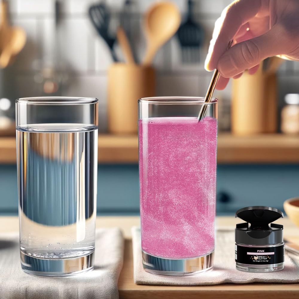 Bakell Brew Glitter - Edible Pink Glitter for Drinks, 4g Shaker Jar