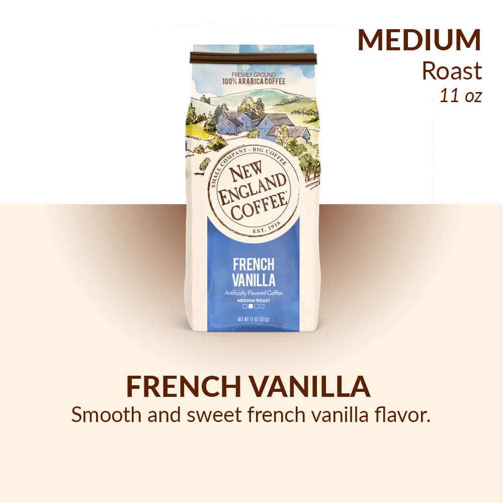 New England Coffee French Vanilla Medium Roast Ground Coffee, 11Oz Bag (Pack Of 3)