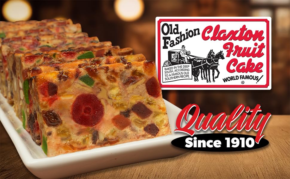 Old Fashion Claxton Fruit Cake 3-1 Lb. Regular Recipe Loaves - Individually Wrapped For Freshness in our Signature Red-White Car