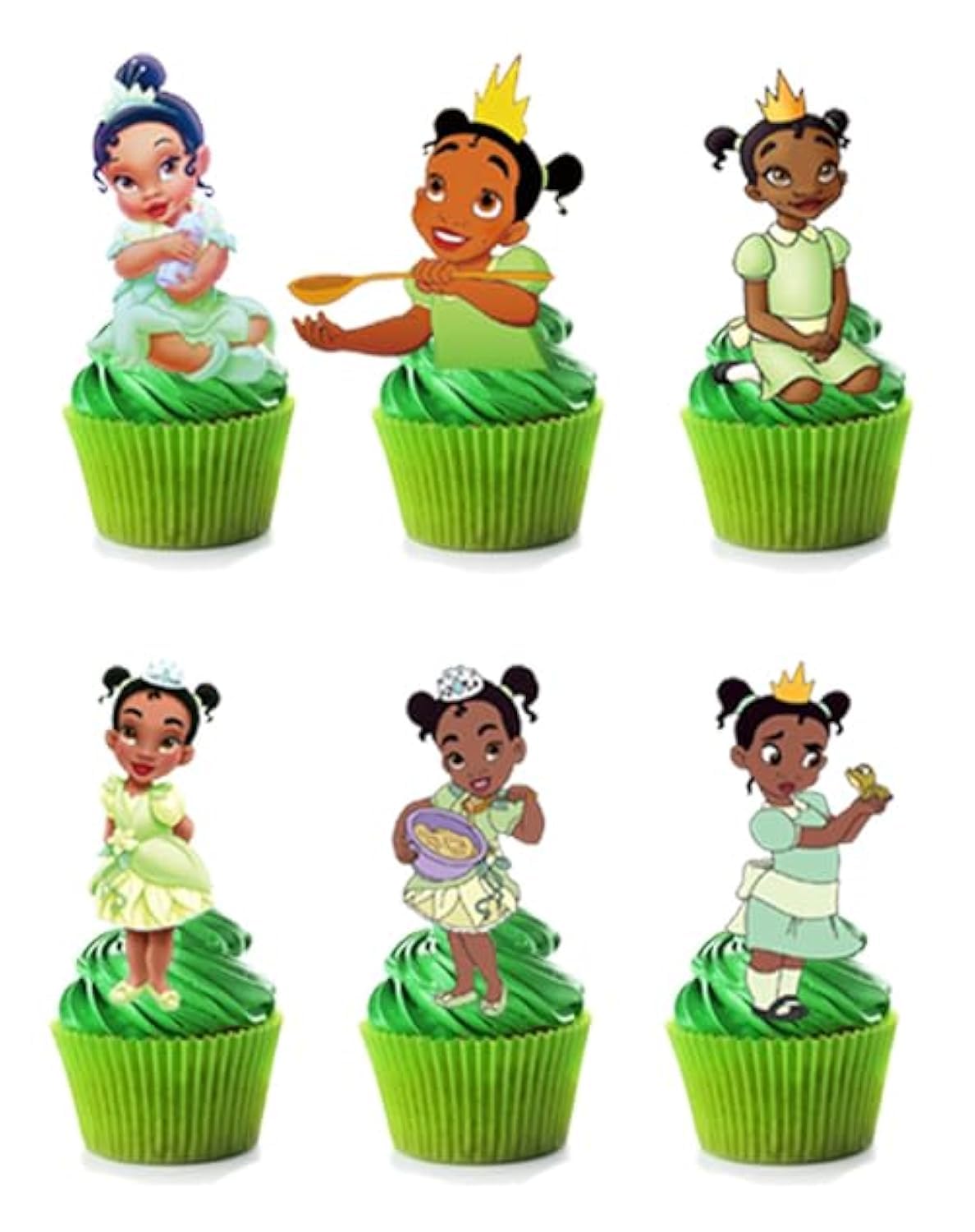 Zgydnm 24Pcs Princess Tiana Cake Toppers Cupcake Toppers Cake Decorations Princess Tiana Birthday Party Supplies Decorations (15)