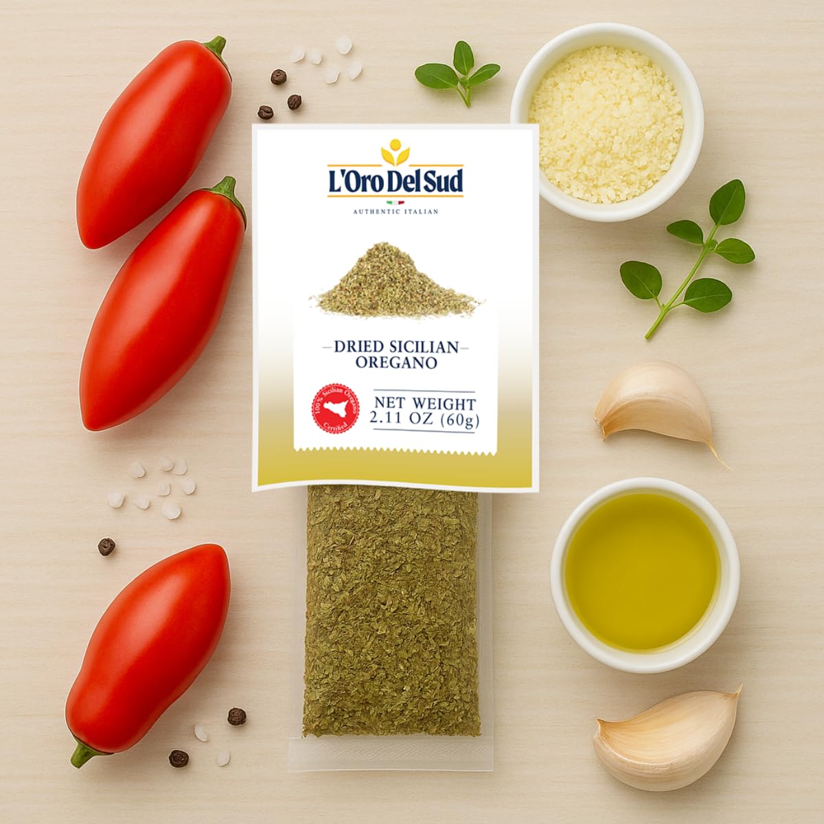 L'Oro Del Sud, Ground Sicilian Oregano, 2.11 oz (60 g)