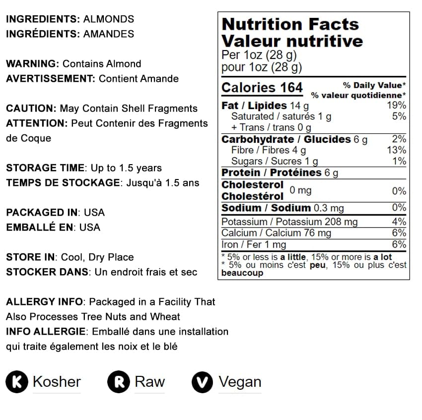Food To Live California Almonds, 2 Pounds – Supreme, Whole, Raw, Unsalted, Unroasted Nuts, Natural