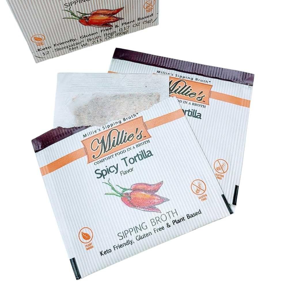 Millie's Sipping Broth - Vegan Steepable Vegetable Broth Assortment, 48 Bags (12 Count, Pack of 4) - Keto & Gluten Free
