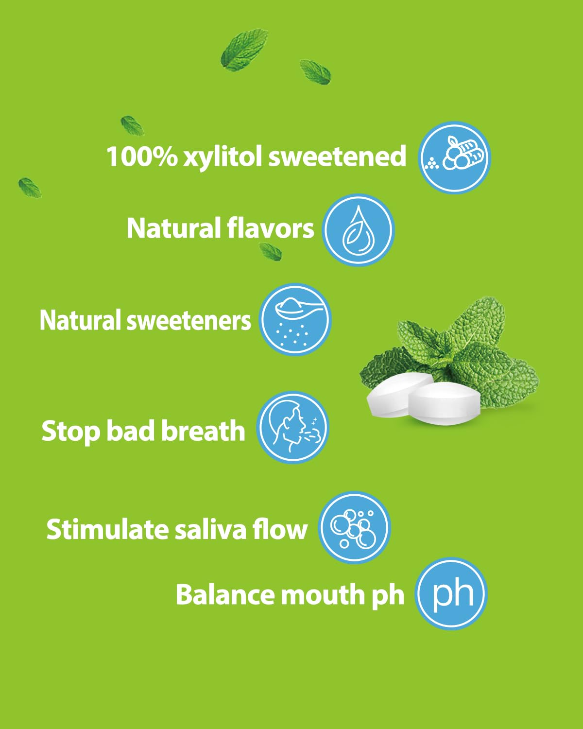 DC24 DAILY CARE Xylitol Mints - Sugar Free, Vegan, Gluten Free, Peppermint Flavor, 25 Pieces per Pack, 4 Packs