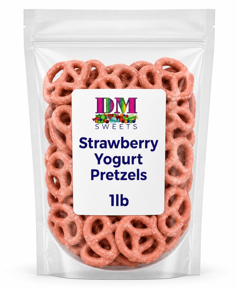 Strawberry Yogurt Covered Pretzels - 1 lb Resealable Bag | Sweet & Crunchy Snack | Fresh Gourmet Pretzel Treats | Perfect for Gi
