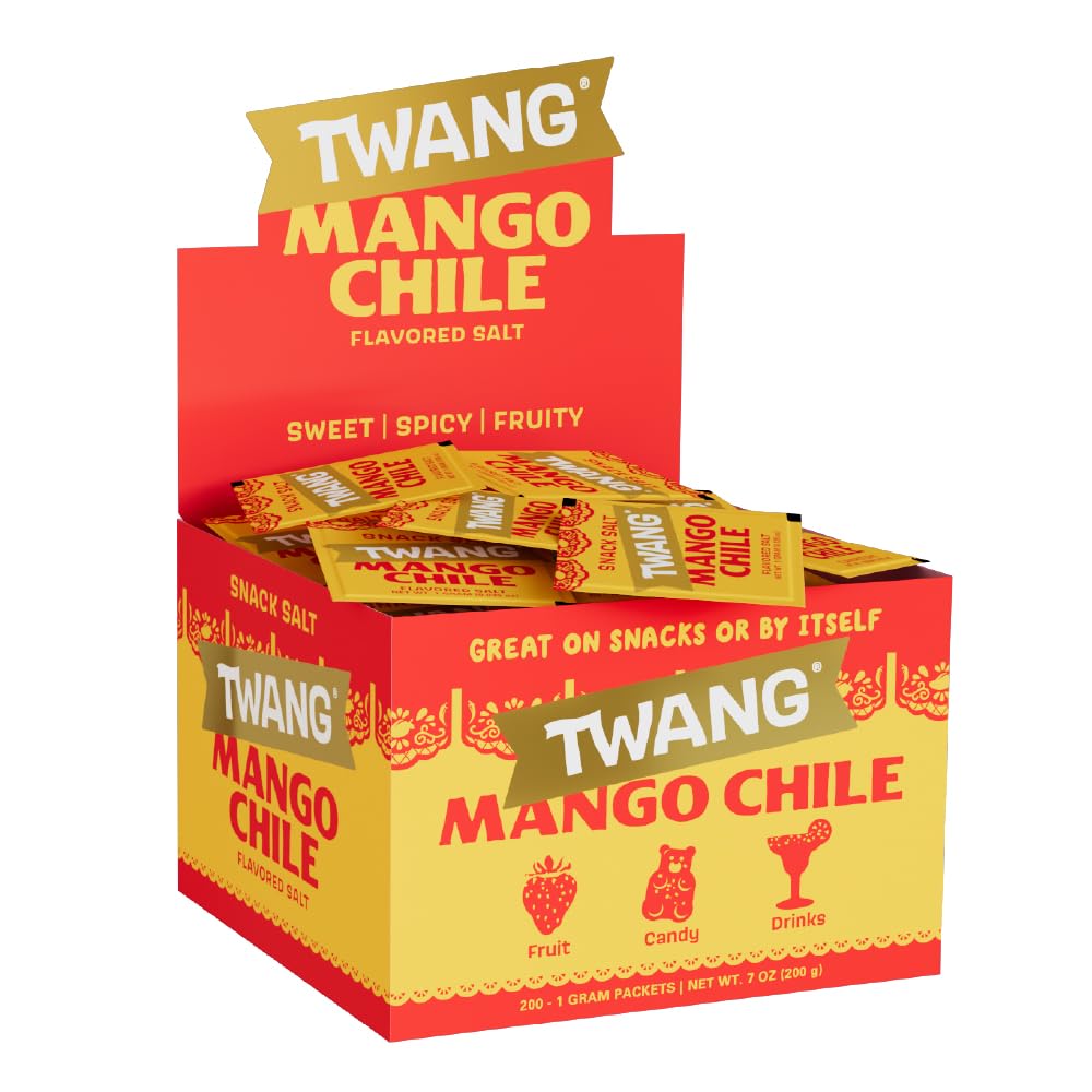Twang Twangerz Snack Topping, Mango Chile, 1 Gram Packets, Pack of 200