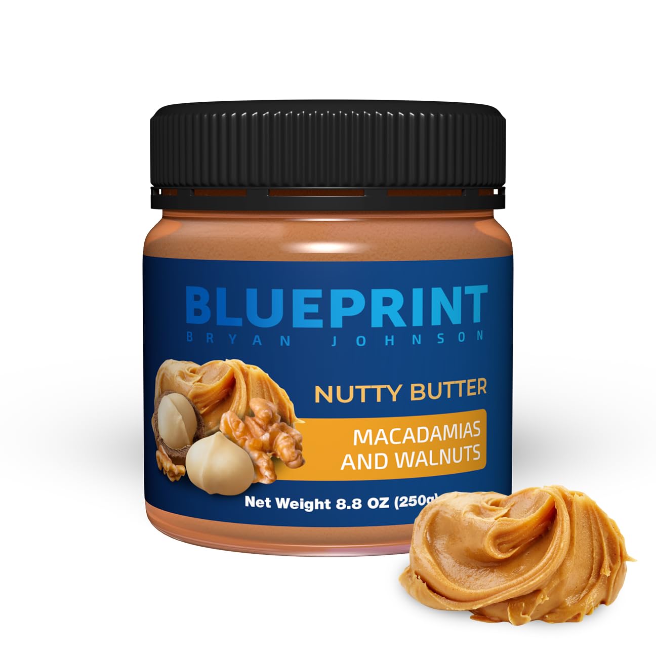 Blueprint Bryan Johnson Nutty Butter - Macadamia & Walnut - Keto Snack, 8.8 oz - Vegan, Non-GMO, No Added Sugar
