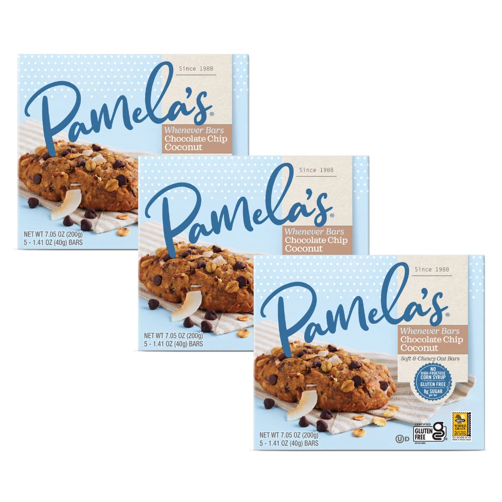Pamela's Products Gluten Free Whenever Bars (Oat Choc Chip Coconut, Pack of 3)